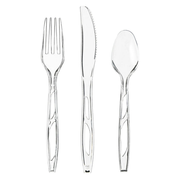 Plastic Everyday Clear Assorted Cutlery - 1 pack - 192 Count per pack - plus 3 My Outlet Mall Resealable Storage Pouches