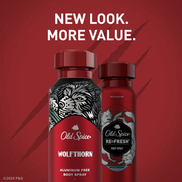 Aluminum Free Body Spray for Men, Wolfthorn - 3 packs - 5.1 oz per pack - plus 3 My Outlet Mall Resealable Storage Pouches