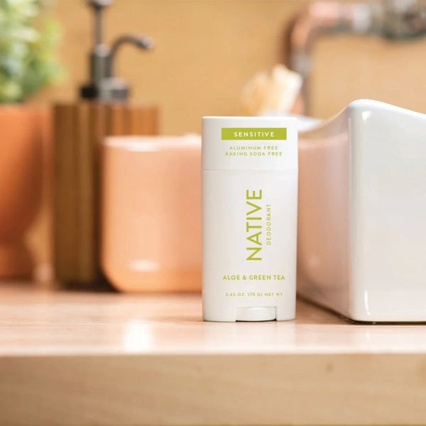 Deodorant, Sensitive, Aluminum Free, Aloe & Green Tea, for Women and Men - 2 packs - 2.65 oz per pack - plus 3 My Outlet Mall Resealable Storage Pouches