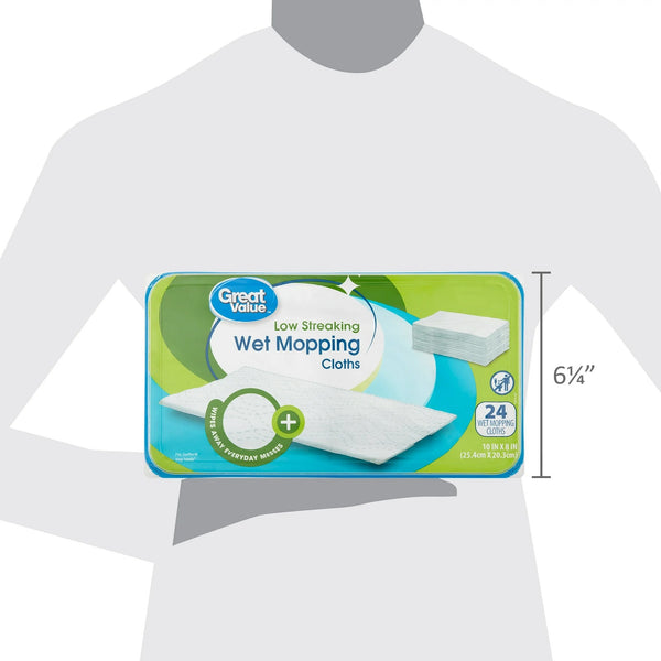 Wet Mopping Cloths - 1 pack - 24 count per pack - plus 3 My Outlet Mall Resealable Storage Pouches