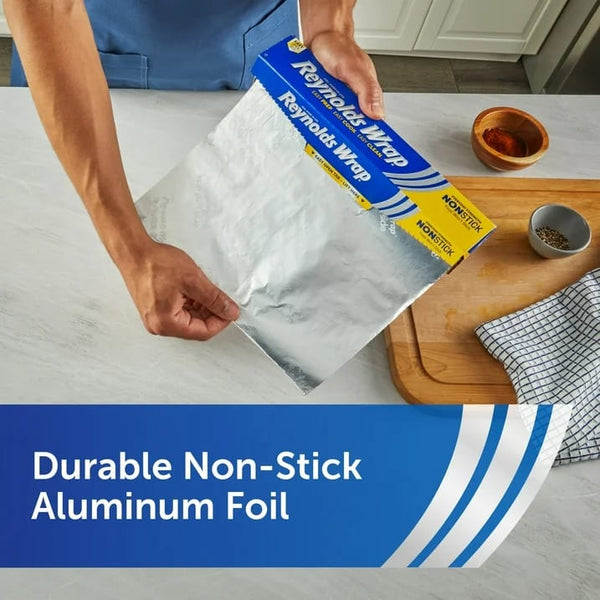 Wrap Non-Stick Aluminum Foil Roll, 12 inches Wide, 50 Sq. Ft. - 2 packs - plus 3 My Outlet Mall Resealable Storage Pouches