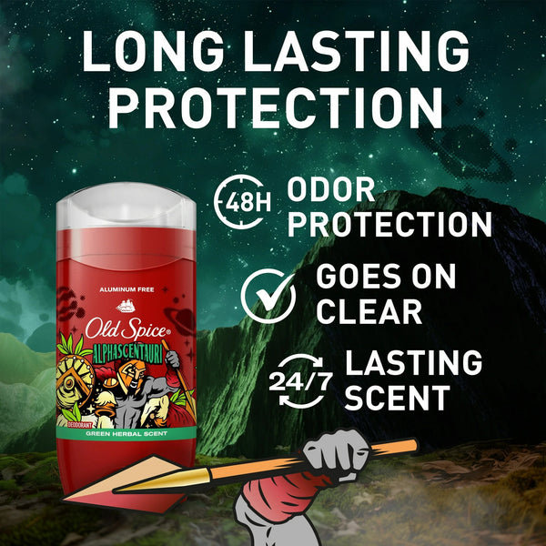 Aluminum Free Deodorant for Men, Alphascentauri, Green Herbal Scent - 1 pack - 3 oz per pack - plus 3 My Outlet Mall Resealable Storage Pouches