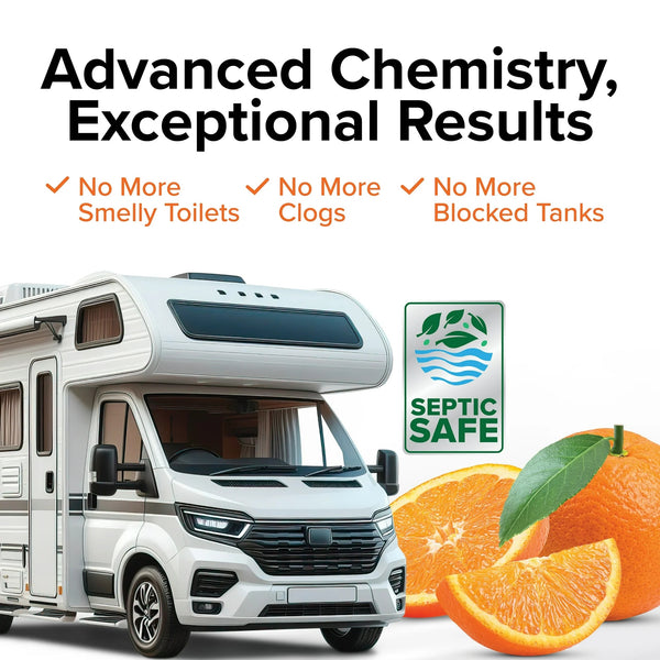 Tst Rv Toilet Treatment Drop-ins, Orange Citrus Scent - 2 packs - 15 count per pack - plus 3 My Outlet Mall Resealable Storage Pouches
