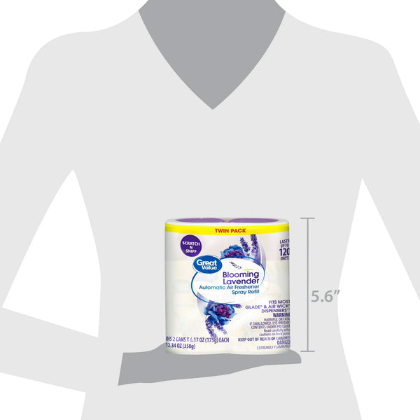 Automatic Air Freshener Spray Refill, Blooming Lavender, Twin Pack - 3 packs - plus 3 My Outlet Mall Resealable Storage Pouches
