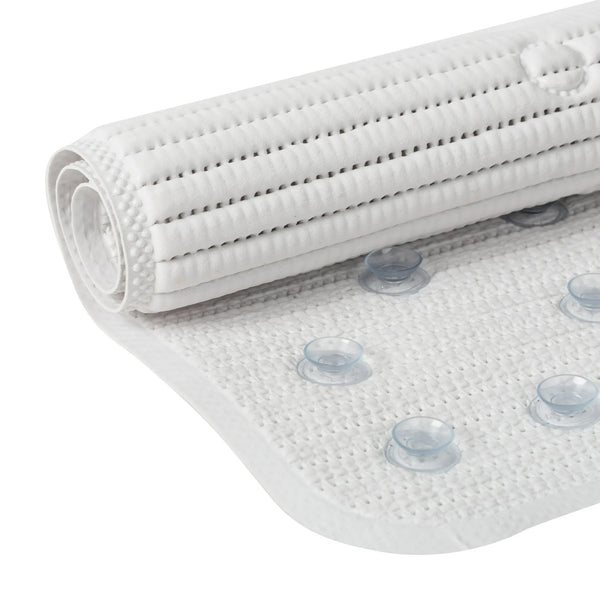 Foam Cushioned Shower Mat with Suction Cups, White 21" x 21" - 1 pack - plus 3 My Outlet Mall Resealable Storage Pouches