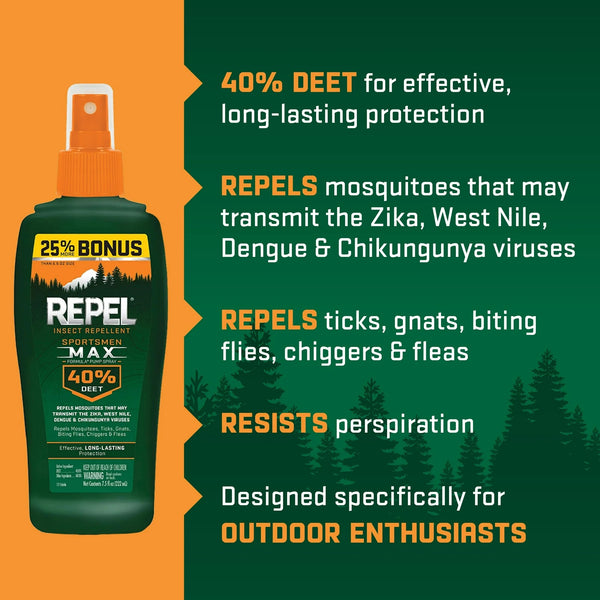 Insect Repellent Sportsmen Max Formula Pump Spray, 40% Deet - 1 pack - 7.5 oz per pack - plus 3 My Outlet Mall Resealable Storage Pouches