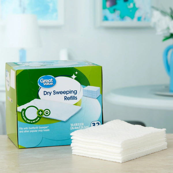 Dry Sweeping Cloth Refills - 1 pack - 32 count per pack - plus 3 My Outlet Mall Resealable Storage Pouches