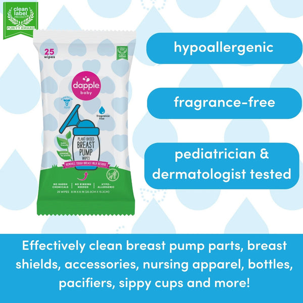Baby Breast Pump Cleaning Wipes, Unscented Resealable Pack 25 Wipes - 2 packs - plus 3 My Outlet Mall Resealable Storage Pouches