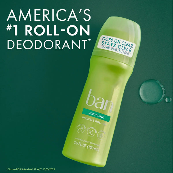 Invisible Roll-on Antiperspirant Deodorant for Women and Men, Unscented - 2 packs - 3.5 oz per pack - plus 3 My Outlet Mall Resealable Storage Pouches