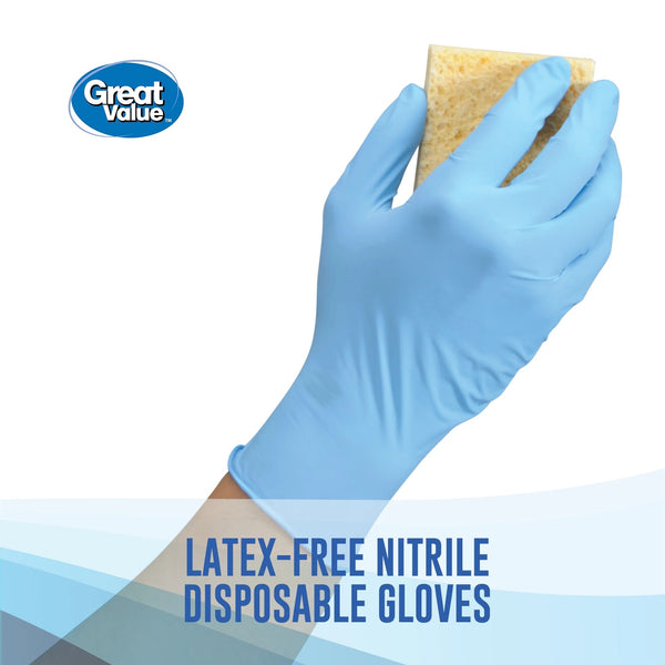 Nitrile Disposable Gloves, One Size - 1 pack - 100 Count - plus 3 My Outlet Mall Resealable Storage Pouches