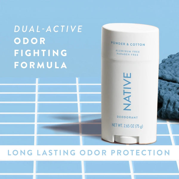 Deodorant, Aluminum Free, Powder & Cotton, for Women and Men - 2 packs - 2.65 oz per pack - plus 3 My Outlet Mall Resealable Storage Pouches