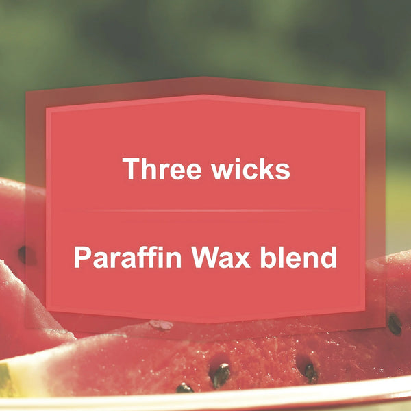 Juicy Watermelon Scented 3-Wick Glass Jar Candle - 1 pack - 11.5 oz per pack - plus 3 My Outlet Mall Resealable Storage Pouches