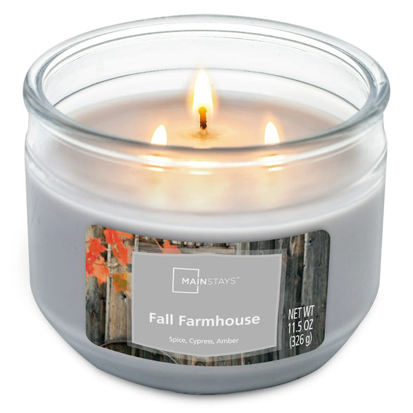 Fall Farmhouse 3 Wick Candle - 1 pack - 11.5 oz per pack - plus 3 My Outlet Mall Resealable Storage Pouches