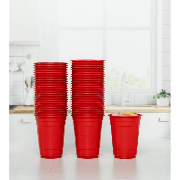 Compostable Disposable Cups, 18 oz, Red - 1 pack - 50 Count per pack - plus 3 My Outlet Mall Resealable Storage Pouches