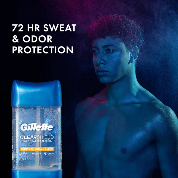 Clear Gel Antiperspirant and Deodorant for Men Tropical Breeze Scent - 3 packs - 3.8 oz per pack - plus 3 My Outlet Mall Resealable Storage Pouches