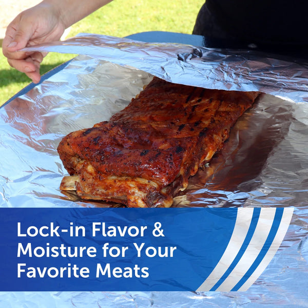 Wrap Pitmaster’s Choice Aluminum Foil, 18 Inch Width, 37.5 square feet  - 1 pack - plus 3 My Outlet Mall Resealable Storage Pouches