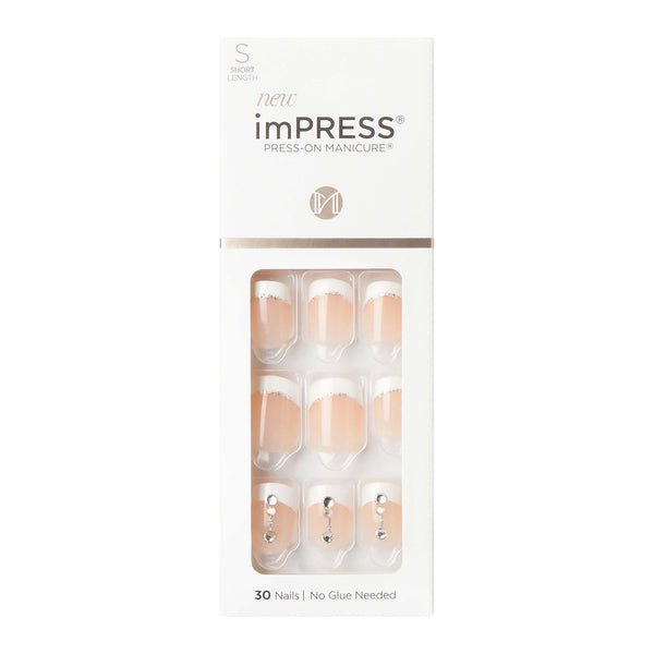 Press-on Manicure, Falling, Short, Square, 1 pack,  30 count, Kiss imPRESS, plus 3 My Outlet Mall Resealable Storage Pouches