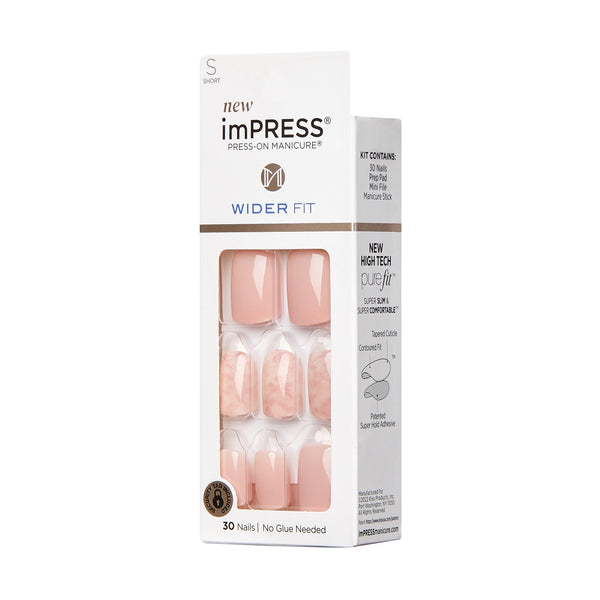 Wider Fit Press-on Nails, Just A Dream, 1 pack, 30 count, Kiss Impress, plus 3 My Outlet Mall Resealable Storage Pouches