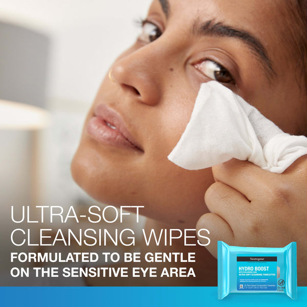 Neutrogena Hydro Boost Face Cleansing Makeup Remover Wipes  2 packs ,25 count per pack  plus 3 My Outlet Mall Resealable Storage Pouches