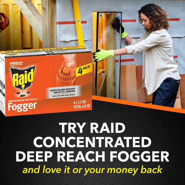 Concentrated Deep Reach Roach Insect Killer & Fogger - 3 packs - 4 Count - plus 3 My Outlet Mall Resealable Storage Pouches