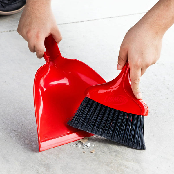 Whisk Broom & Dustpan Red Polypropylene with Black Fibers - 1 pack - plus 3 My Outlet Mall Resealable Storage Pouches
