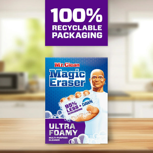 Magic Eraser Foaming Sponge, All Purpose Cleaner, Dawn Cleaning Power, Ultra Foamy - 1 pack - 3 count per pack plus 3 My Outlet Mall Resealable Storage Pouches