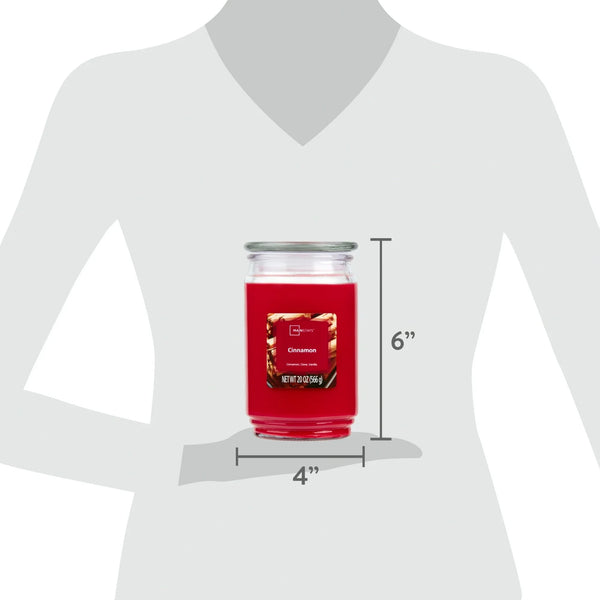 Cinnamon Scented Single-Wick Large Glass Jar Candle - 1 pack - 20 oz per pack - plus 3 My Outlet Mall Resealable Storage Pouches