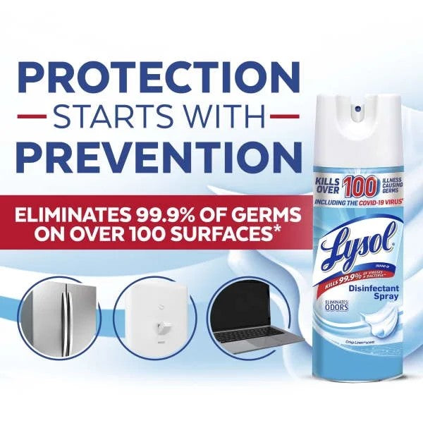 Disinfectant Spray, Sanitizing and Antibacterial Spray, For Disinfecting and Deodorizing, Crisp Linen - 1 pack - 19 oz per pack - plus 3 My Outlet Mall Resealable Storage Pouches