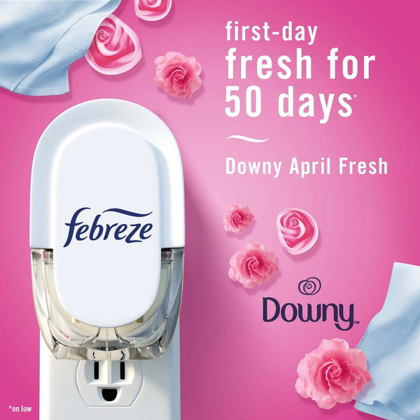 Plug In Air Freshener, Odor-Fighting Oil Refill, Downy April Fresh, 3 Refills - 1 pack - plus 3 My Outlet Mall Resealable Storage Pouches
