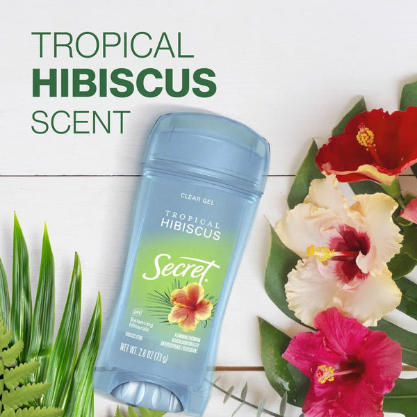 Clear Gel Tropical Hibiscus, Antiperspirant Deodorant for Women - 2 packs - 2.6 oz per pack - plus 3 My Outlet Mall Resealable Storage Pouches