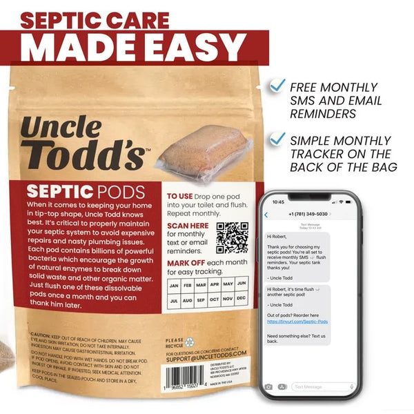 Septic Pods, Septic Tank Treatment, Six Month Supply, One Flush per Month - 1 pack - 6 count per pack - plus 3 My Outlet Mall Resealable Storage Pouches
