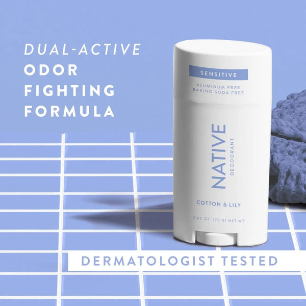 Deodorant Sensitive, Aluminum Free, Cotton & Lily - 3 packs - 2.65 oz per pack - plus 3 My Outlet Mall Resealable Storage Pouches