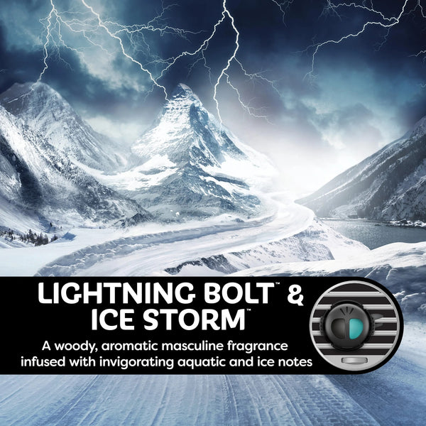 Mini Diffuser Car Air Fresheners, Lightning Bolt / Ice Storm Scent, 2 Count - 1 pack - plus 3 My Outlet Mall Resealable Storage Pouches