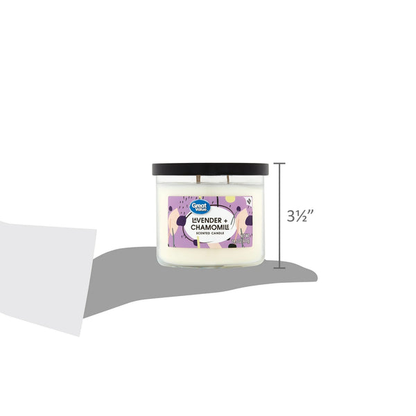 Lavender & Chamomile Scented Candle - 1 pack - 14 oz per pack - plus 3 My Outlet Mall Resealable Storage Pouches