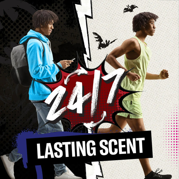 Aluminum Free Deodorant for Men, 24/7 Freshness, Body Spray, Long Lasting Odor Protection, Smell Like a Hero, Batman, Black Cherry and Nightfall Scent - 1 pack - 5.1 oz per pack - plus 3 My Outlet Mall Resealable Storage Pouches