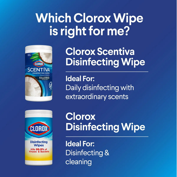 Scentiva Bleach-Free Cleaning Wipes, Coconut and Waterlily - 2 packs - 75 count per pack - plus 3 My Outlet Mall Resealable Storage Pouches
