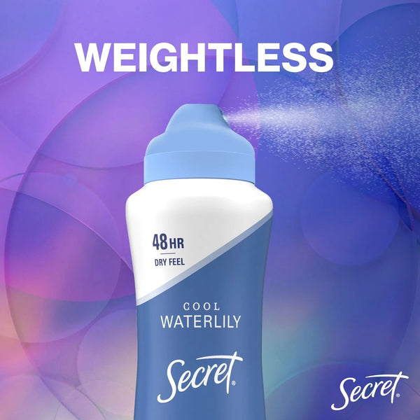 Dry Spray Antiperspirant Deodorant, Waterlily and Argan Oil - 2 packs - 4.1 oz per pack - plus 3 My Outlet Mall Resealable Storage Pouches