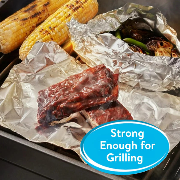 Heavy Duty Aluminum Foil - 1 pack -  75 square feet per pack - plus 3 My Outlet Mall Resealable Storage Pouches