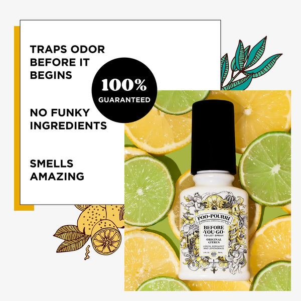 Original Citrus , Lemon + Bergamot + Lemongrass Before-You-Go Toilet Spray - 1 pack - 2 oz per pack - plus 3 My Outlet Mall Resealable Storage Pouches