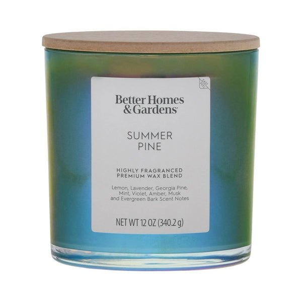 Summer Pine Scented 2-Wick Iridescent Jar Candle - 1 pack - 12 oz per pack - plus 3 My Outlet Mall Resealable Storage Pouches