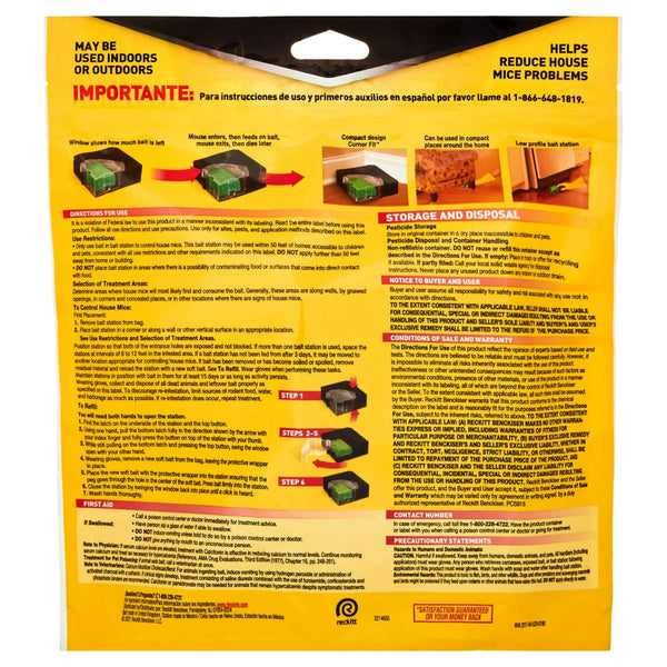 Refillable Corner Fit Mouse Bait Station, 1 Trap and 10 Baits - 1 pack - plus 3 My Outlet Mall Resealable Storage Pouches