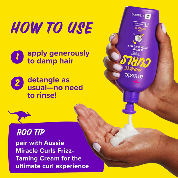 Miracle Curls Leave-in Detangling Milk, for Curly Hair Types Paraben Free - 1 pack - 6.7Fl oz per pack - plus 3 My Outlet Mall Resealable Storage Pouches