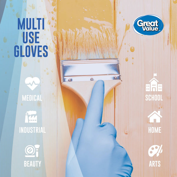 Nitrile Disposable Gloves, One Size - 1 pack - 100 Count - plus 3 My Outlet Mall Resealable Storage Pouches