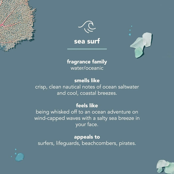 Men 2-in-1 Shampoo + Conditioner, Sea + Surf - 1 pack - 14Fl oz per pack - plus 3 My Outlet Mall Resealable Storage Pouches