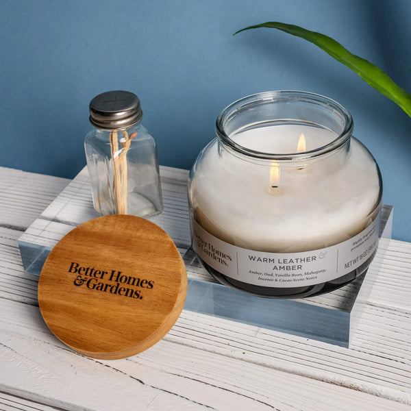 Warm Leather Amber Scented Ombre 2-Wick Bell Jar Candle - 1 pack - 18 oz per pack - plus 3 My Outlet Mall Resealable Storage Pouches