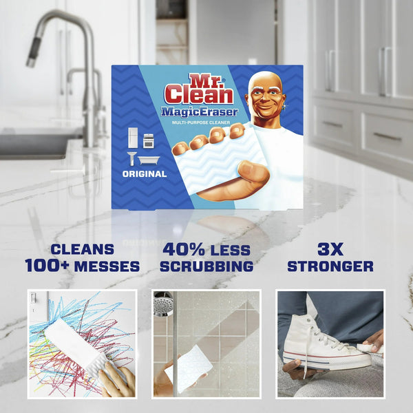 Magic Eraser Original, Cleaning Pads with Durafoam - 1 pack -  6 count per pack - plus 3 My Outlet Mall Resealable Storage Pouches