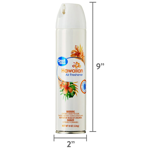Aerosol Air Freshener, Hawaiian - 1 pack - 8 oz per pack - plus 3 My Outlet Mall Resealable Storage Pouches