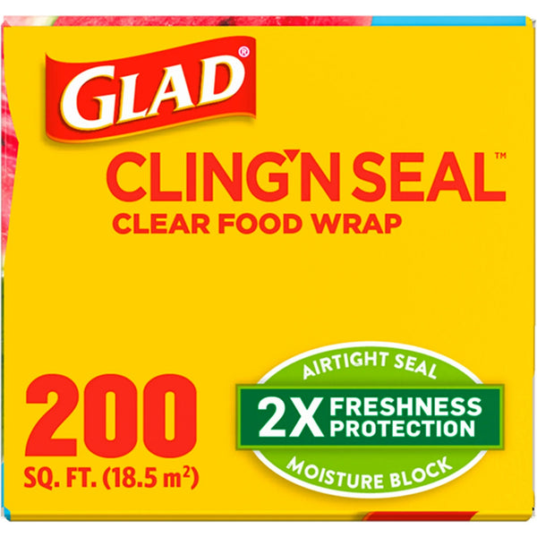 Cling N Seal Plastic Food Wrap - 1 pack -  200 sq ft Roll per pack - plus 3 My Outlet Mall Resealable Storage Pouches
