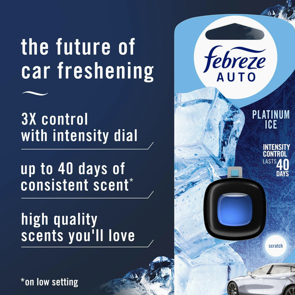 Auto Car Air Freshener, Odor-Fighting Car Vent Clip, Platinum Ice, 2 Count - 1 pack - plus 3 My Outlet Mall Resealable Storage Pouches