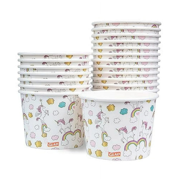 Kids Unicorns Paper Snack Bowls No Lid 12oz - 2 packs - 20 Count per pack - plus 3 My Outlet Mall Resealable Storage Pouches